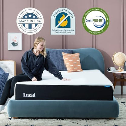 Lucid 12 Inch Gel Memory Foam Mattress, Medium Firm, Cooling, Twin XL Size