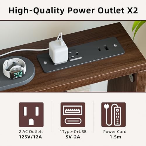 TIQLAB Sofa Table, 79''L x 9.1''W (1.2'' Thickness) Long Console Table Behind Couch, Entryway Table with Angled Metal Frame, Industrial Console Table, Black Walnut