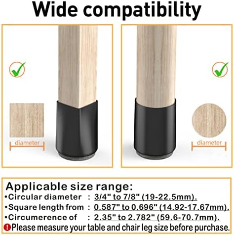 24 Pcs Silicone Furniture Pads for Hardwood Floors,3/4" - 7/8",Black.