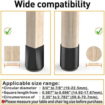 24 Pcs Silicone Furniture Pads for Hardwood Floors,3/4" - 7/8",Black.
