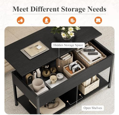 DUMOS Coffee Table, Wood Lift Top Coffee Table for Living Room Home