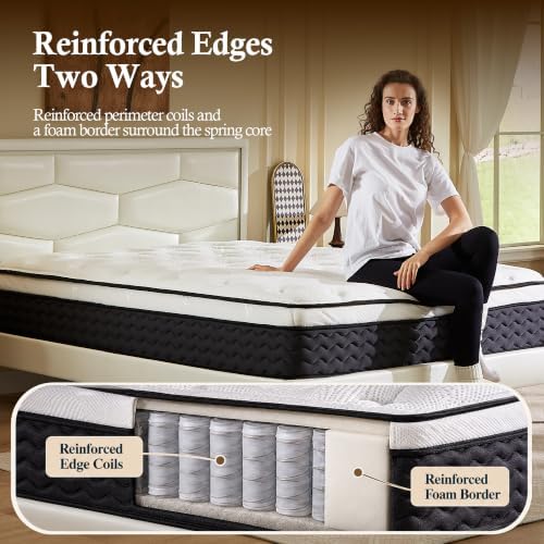 King Size Mattress,14 Inch Hybrid King Mattress in a Box,Medium Firm Memory Foam Mattress,with Individual Pocket Spring,Lumbar Support & Motion Isolation,Pressure Relief,CertiPUR-US