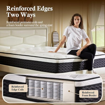 King Size Mattress,14 Inch Hybrid King Mattress in a Box,Medium Firm Memory Foam Mattress,with Individual Pocket Spring,Lumbar Support & Motion Isolation,Pressure Relief,CertiPUR-US