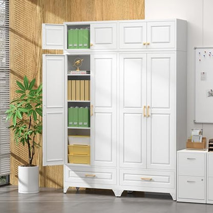 SteeLoong 90" Metal Storage Cabinet with Doors and 3 Adjustable Shelves