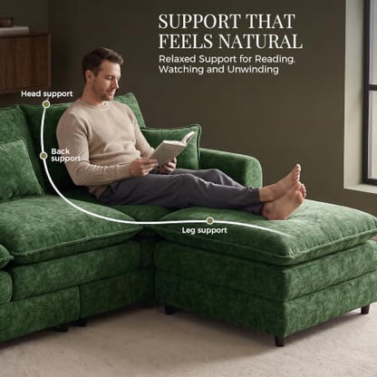 Modular Sofa Cloud Couch Sectional Couches for Living Room, Green