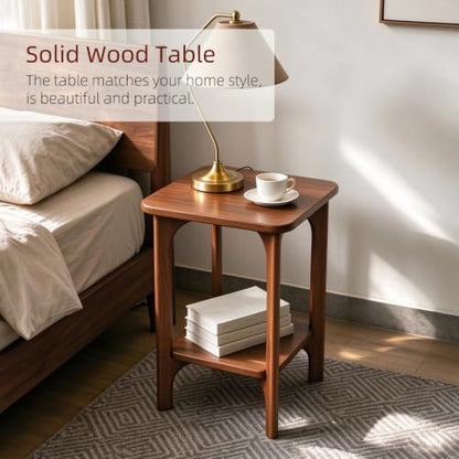 Solid Wood Small Square Side Table for Living Room, Bedroom