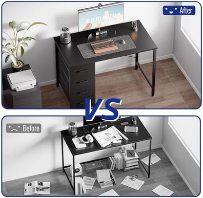Pamray 32 Inch Computer Desk with 4 Drawers Small Office Desk for Home Bedroom Study Writing Simple Modern Computer Table Marble