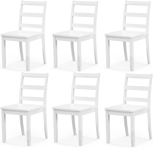 NAFORT Wood Dining Chairs Set of 6, High Ladder Back Kitchen Side Chair with Solid Rubber Wood Legs, Max Load of 400 Lbs, Modern Restaurant Chairs for Kitchen and Dining, Home Workspace