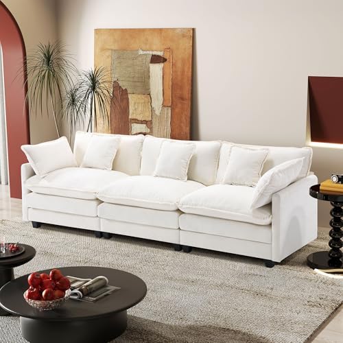 Hanherry Modular Sectional Sofa,Cloud Couch for Living Room,Modern Deep Seat Sofa Chenille Fabric Comfy Couches with Throw Pillows & Movable Ottoman for Apartment
