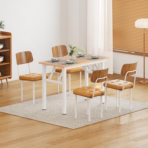 DlandHome 31.5 Inch Small Folding Computer Desk for Home Office, Pink Oak