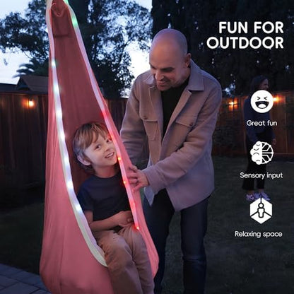 OUTREE Light Up Pod Swing Seat, Sensory Swing with LED Light