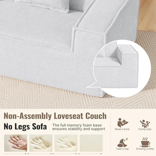 77'' Modern Small Loveseat Cloud Sofa Boneless Couches, Grey