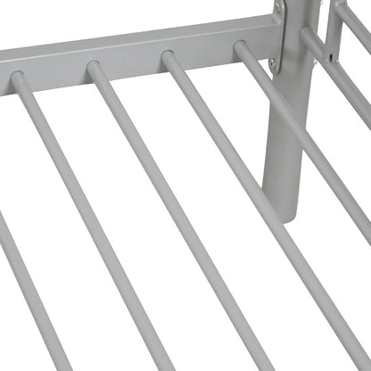 Karl home Metal Bunk Bed Twin Over Twin with Built-in Ladder, Grey | Heavy Duty Bunkbeds with Safety Guardrail and Space-Saving Design,Twin Bunk Beds for Kids, Teens & Adults, No Box Spring