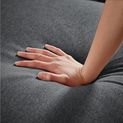 105" Sectional Sofa for Living Room, U-Shape 4 seat Large Couch with Double Chaises Polyester Linen Fibre for Living Room, Dark Grey