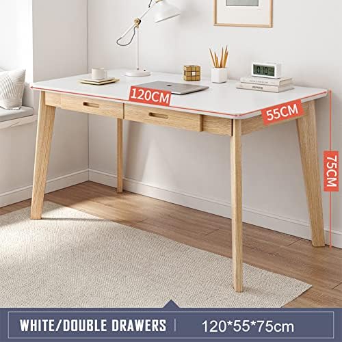 IOTXY Solid Wood Writing Desk - Home Office Laptop Computer Table, White