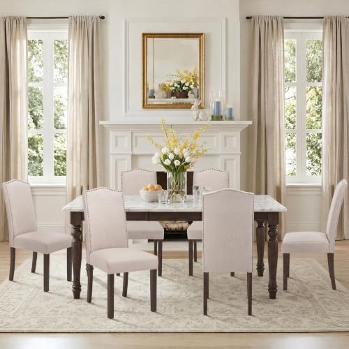 Upholstered Dining Chair Modern Stylish Kitchen Diner Fabric Set of 2