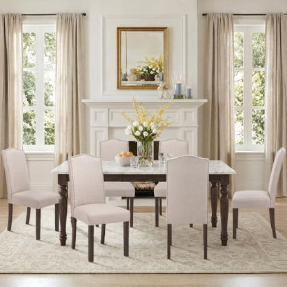 Upholstered Dining Chair Modern Stylish Kitchen Diner Fabric Set of 2
