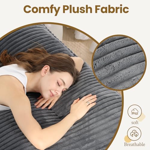10" Futon Mattress Queen Size, Ultra Thick Futons Sofa Couch Bed Sleeper Sofa Bed, Versatile Floor Futons Japanese Floor Mattress for Adults, Grey (Frame Not Included)