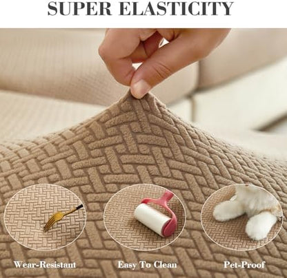 Sofa Covers Couch Covers for Sofa Pet Friendly Couch Cushion Covers Universal Sofa Covers Washable Stretch Slipcovers for Sectional Sofa (Texture Light Coffee,Back Cover M)