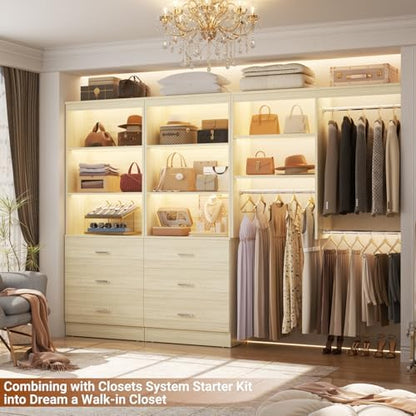 Aheaplus 47.2" Closet Drawers System,Closet System with 3 Drawers,White Oak