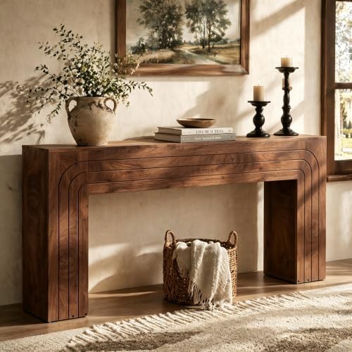knoworld 70.9-Inch Long Entryway Console Table, Farmhouse Sofa Table for Entrance and Hallway, Wood Narrow Table with Handcrafted Line Detailing for Living Room and Behind Couch