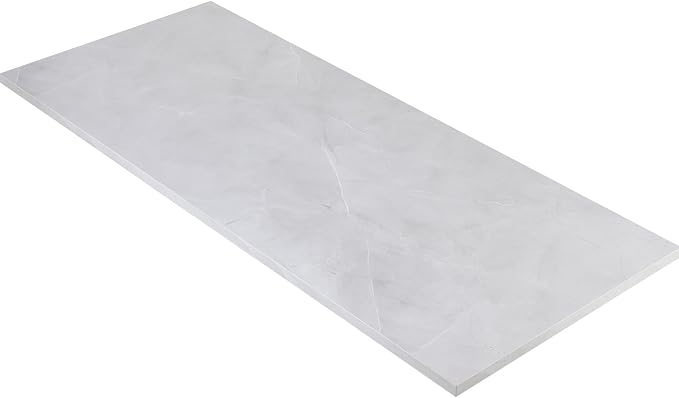 Kaboon Universal Tabletop 60"x18", Solid One-Piece Melamine Table Top, Double Desk L-Desk DIY, Home and Office Countertop, White Rock