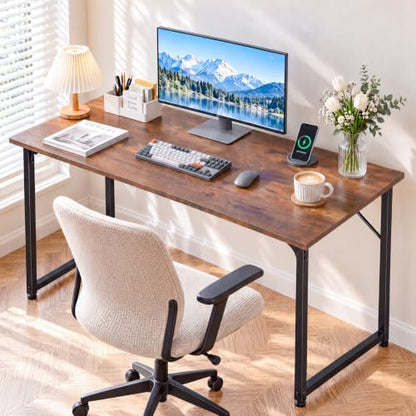 Gaming Computer Desk, 47 Inch Home Office Study Writing Work Desk, Brown
