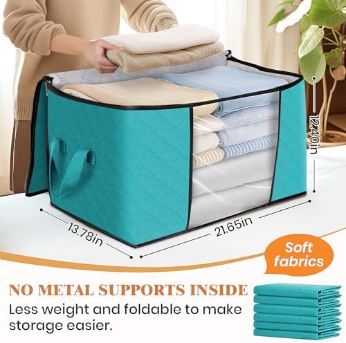 4 Pack Storage Bags for Clothes Blanket Storage Bins with Lids