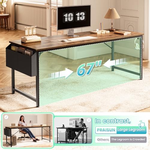 PRAISUN 71'' Computer Desk with Fabric Storage Bag & 2 Hooks
