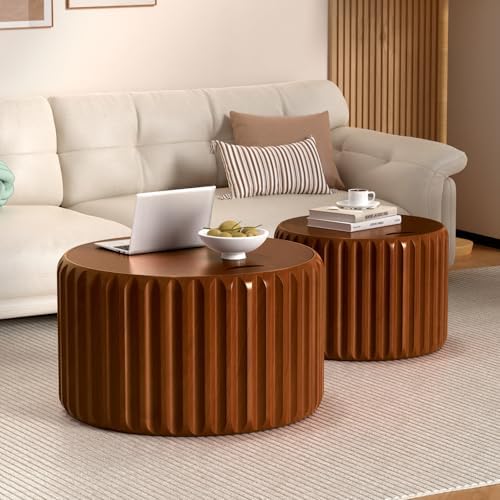 Rustic Nesting Coffee table with Storage (B 26.77+19.68in)