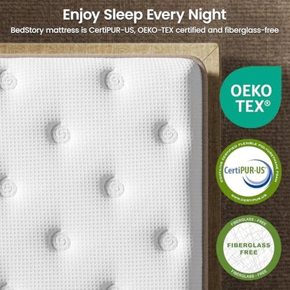 BedStory 14 inch Firm Full Mattress, Deep Sleep Hybrid Mattresses in a Box, Zoned Lumbar Support for & Back Pain Relief, CertiPUR-US Certified, 365 Night Trial, 10-Year Warranty