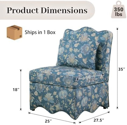Floral Accent Chairs Set of 4, French-Inspired Lounge Chair