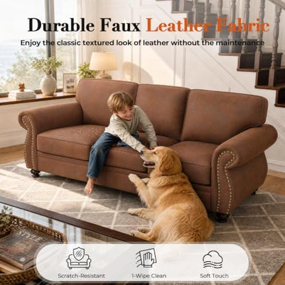 Couchus 2-Piece Sofa Set, 88" 3-Seater, 77" Loveseat, Caramel Rust
