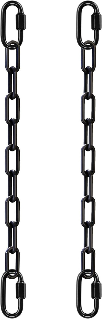 SELEWARE 2 Pack 60 Inch Hanging Swing Chain with 4 Carabiners, 1000LB Capacity Plastic Coated Hanging Chains, Hammock Hardware Kit for Swing, Hanging Chair, Punching Bags, Indoor Outdoor Gym (Black)