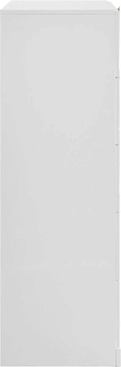 Coaster Home Furnishings - INES - Wood - 5-Drawer Chest with Vertical Gold Pulls, English Dovetail Joinery and Contemporary Design - Bedroom - White High Gloss - 223095