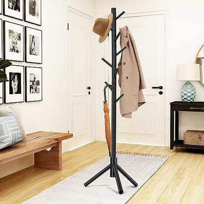 WANGMUXIA 2 PCS Coat Rack, Freestanding Coat Rack with 8 Hooks and 3 Adjustable Size Tree Coat Racks for Bedroom, Hallway, Entrance, Office, for Hats, Coats, Scarves, Handbags