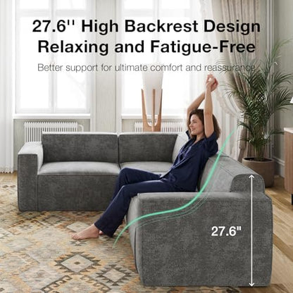 Novilla 134" Modular Sectional Sofa, No Assembly Cloud Sectional Couch with Smarts Coil® Support, Chenille Fabric U Shape Sectional Sofa, Boneless Couch for Living Room Apartment, Dark Gray (6 Seat)