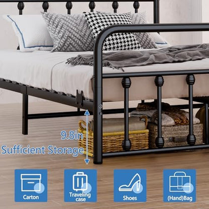 Full Size Bed Frame with Headboard, Metal Platform Bed Frame Full Size with Storage/No Box Spring Needed/Classic Headboard and Footboar (Full, Classic 01)