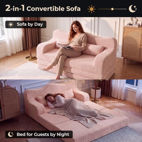 Krazio Convertible Futon Sofa Bed, 57" Boneless Couch for Living Room