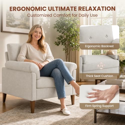 Accent Chair, Modern Upholstered Corner Chair with Padded Arms
