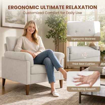 Accent Chair, Modern Upholstered Corner Chair with Padded Arms