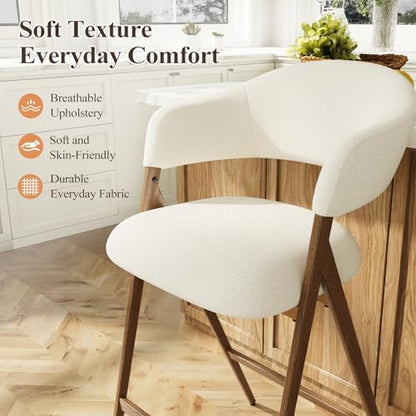 COLAMY Bar Stools Set of 4, 26" Counter Height Barstools with Backs, Modern Upholstered Bar Chairs with Metal Legs for Kitchen Island Counter, Dining Room, Beige