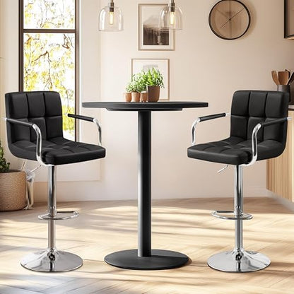 Yaheetech Bar Stools Set of 2, Swivel with Backs, Adjustable Height, Black