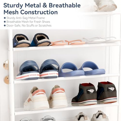 Whitmor 36 Pair Over The Door Shoe Organizer, 12 Tier Hanging Shoe Organizer, Heavy Duty Metal & Mesh Shoe Holder, Hanging Shoe Rack for Closet Organizer & Storage, 74" H x 21.7" W x 7.5" D, White1