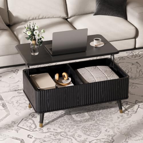 Black Lift Top Coffee Table with Storage for Living Room,38"