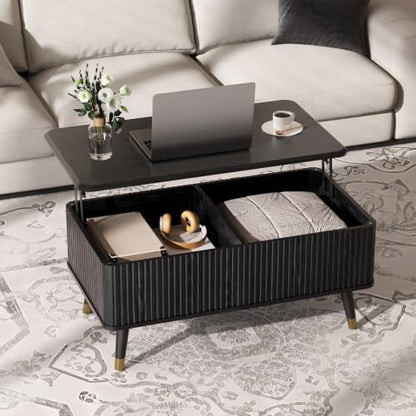 Black Lift Top Coffee Table with Storage for Living Room,38"