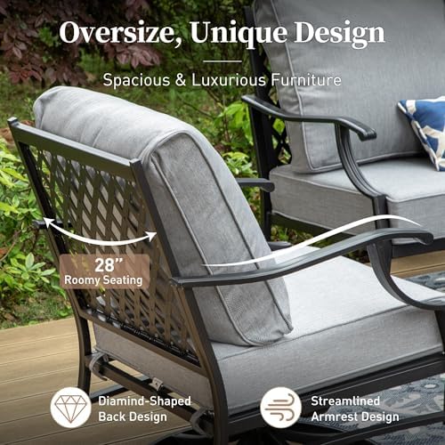 SUNSHINE VALLEY, 3-Seat Outdoor Patio Sofa, Metal Frame, Gray