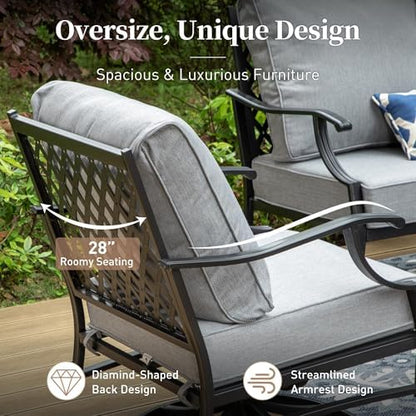 SUNSHINE VALLEY, 3-Seat Outdoor Patio Sofa, Metal Frame, Gray