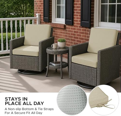 Outdoor Chair Cushions Set of 2, 24 x 24 Inch, Beige, Deep Seat