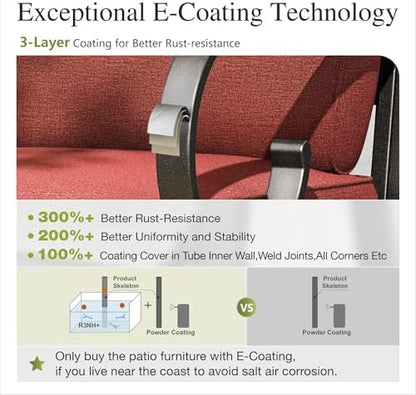 Sophia & William Patio Dining Set, Steel, Swivel Chairs, E-Coated